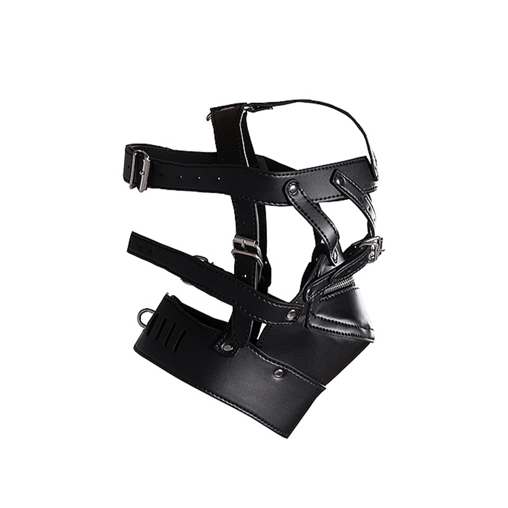 Sidvinkel av XTREME Head Harness with Zip-up Mouth and Lock mot vit bakgrund.