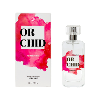 Secret Play Orchid Perfume Spray 50ml och produktförpackning mot vit bakgrund.