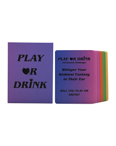 Exhiloria Play or Drink Spelkort kort mot vit bakgrund.